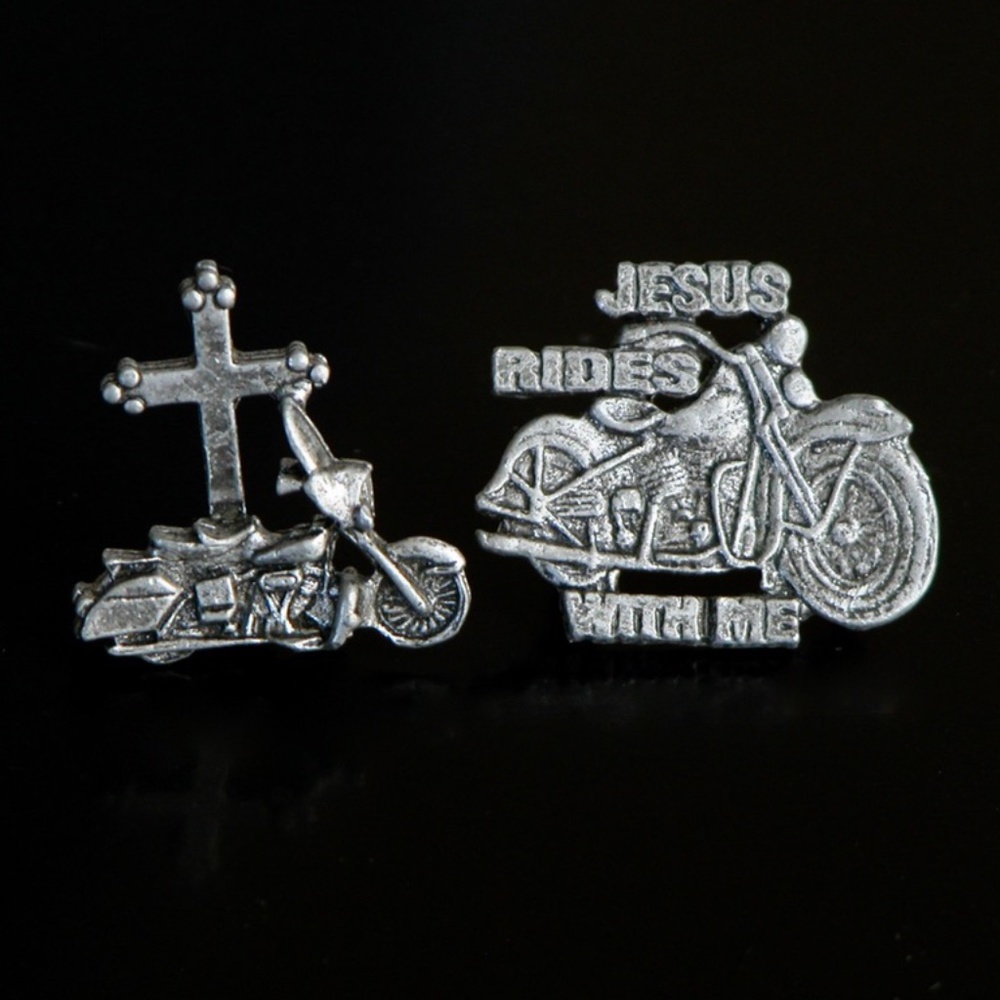 Jesus Rides With Me Biker Motorcycle Pin Hat Vest